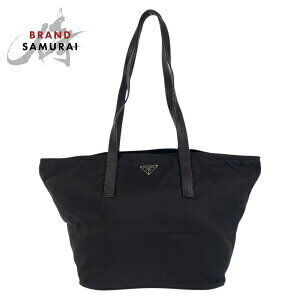 Prada Tessuto triangular logo plate black Nylon tote shoulder bag
